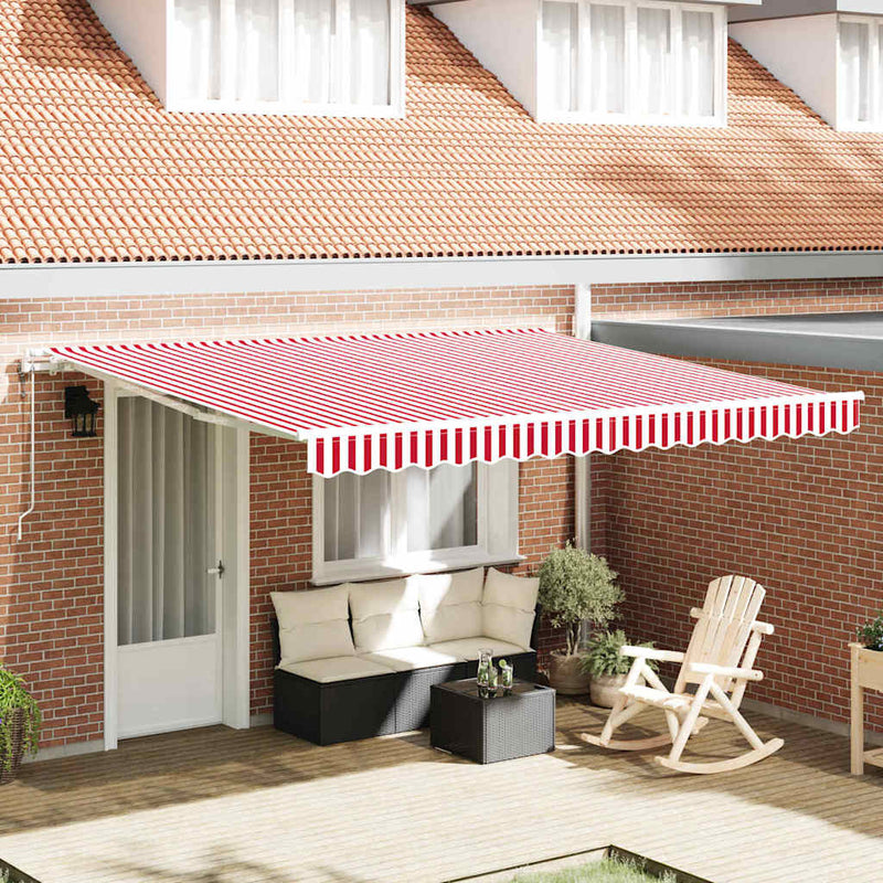Copertină retractabilă Roșu și Alb 400 × 350 cm