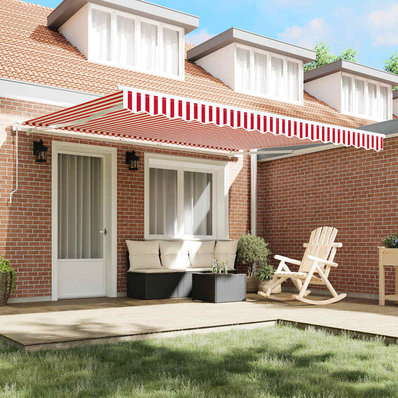 Copertină retractabilă Roșu și Alb 400 × 350 cm