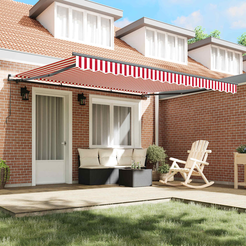 Copertină retractabilă Roșu și Alb 400 × 350 cm