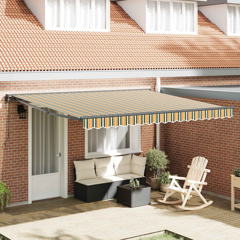 Copertină retractabilă Verde și alb 400 × 350 cm Poliester