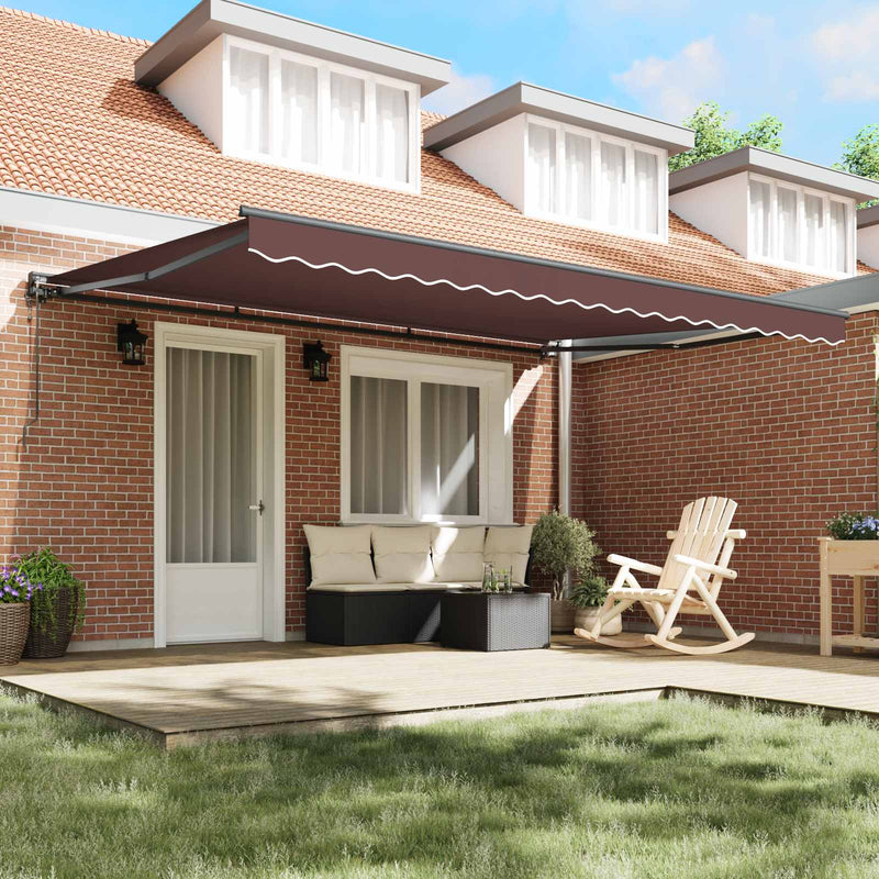 Cadru de copertină Maro 450 × 300 cm Poliester cu Acoperire PU