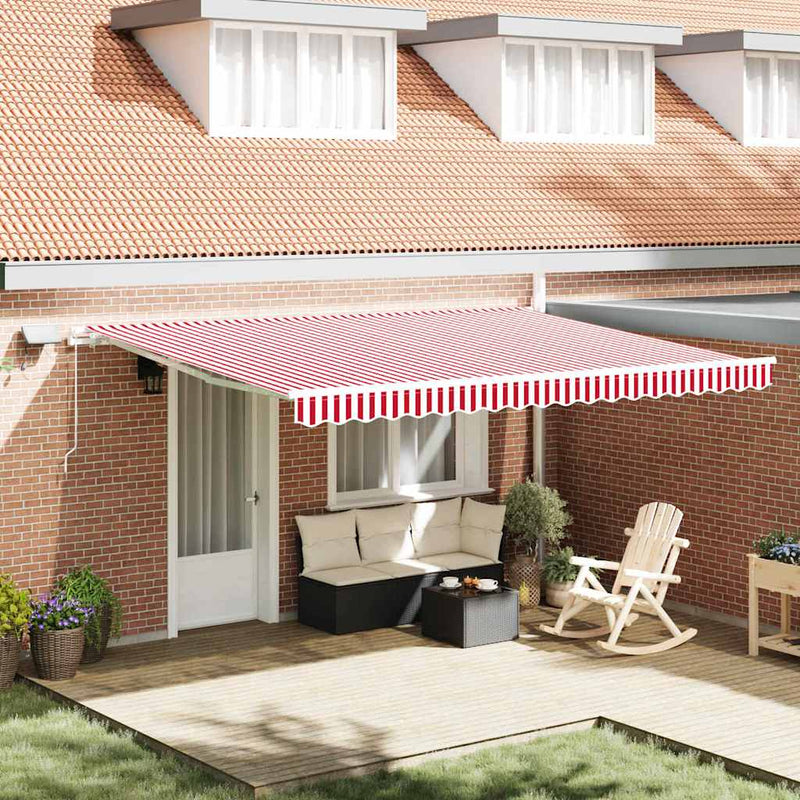 Copertină retractabilă Roșu și Alb 450 × 300 cm