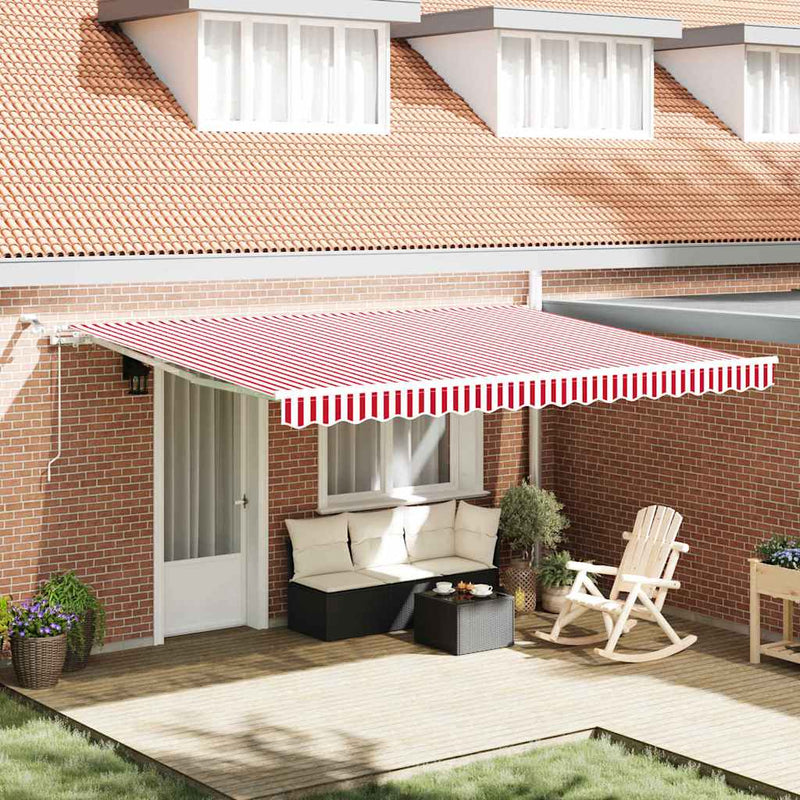 Copertină retractabilă Roșu și Alb 450 × 300 cm Poliester