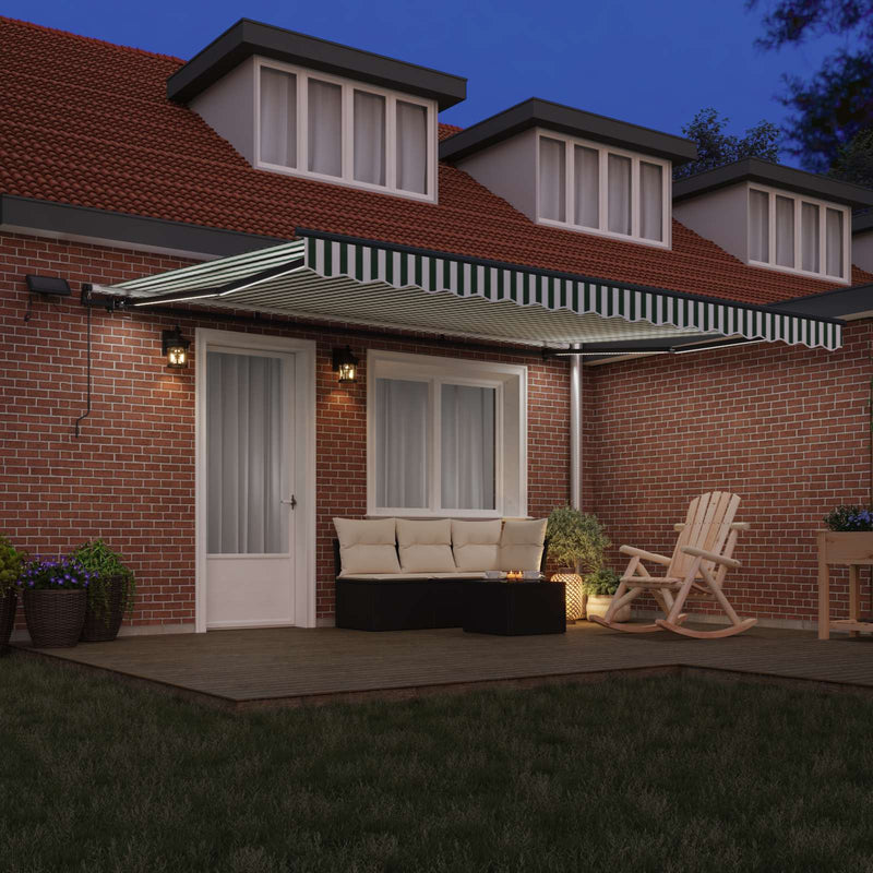 Copertină retractabilă Verde și alb 450 × 300 cm