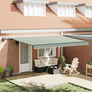 Copertină retractabilă Verde și alb 450 × 300 cm
