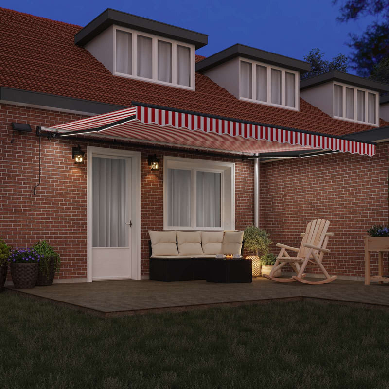 Copertină retractabilă Roșu și Alb 450 × 350 cm
