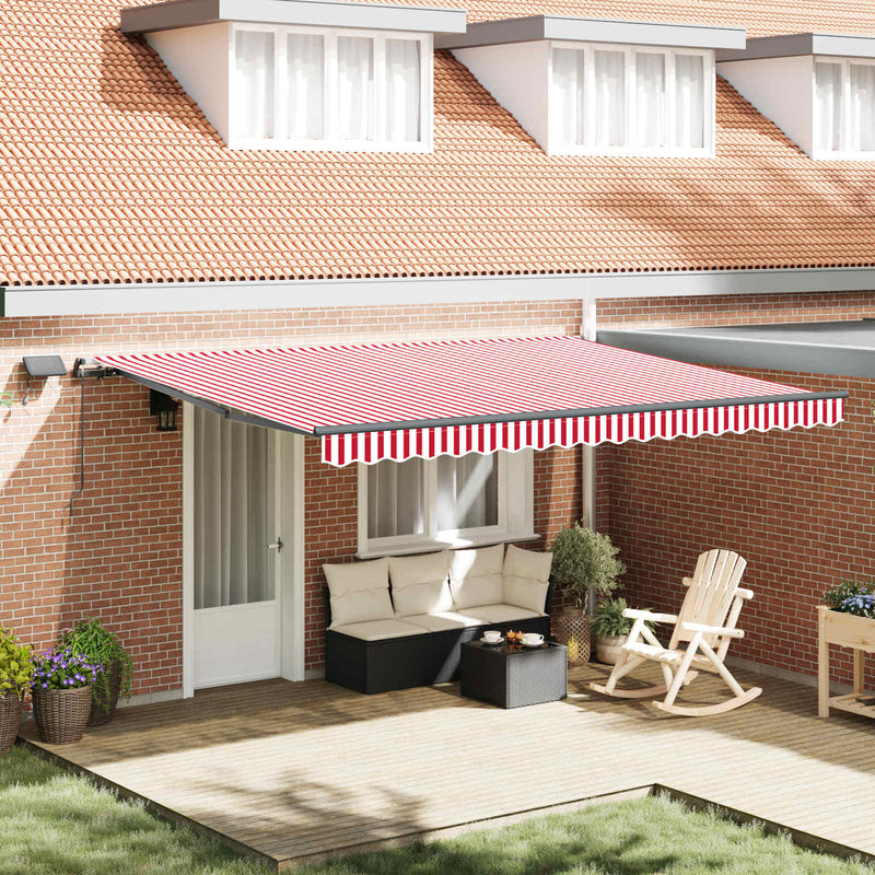Copertină retractabilă Roșu și Alb 450 × 350 cm