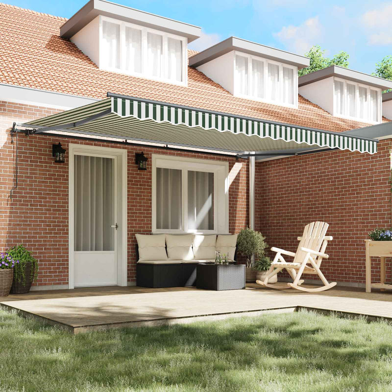 Copertină retractabilă Verde și alb 450 × 350 cm