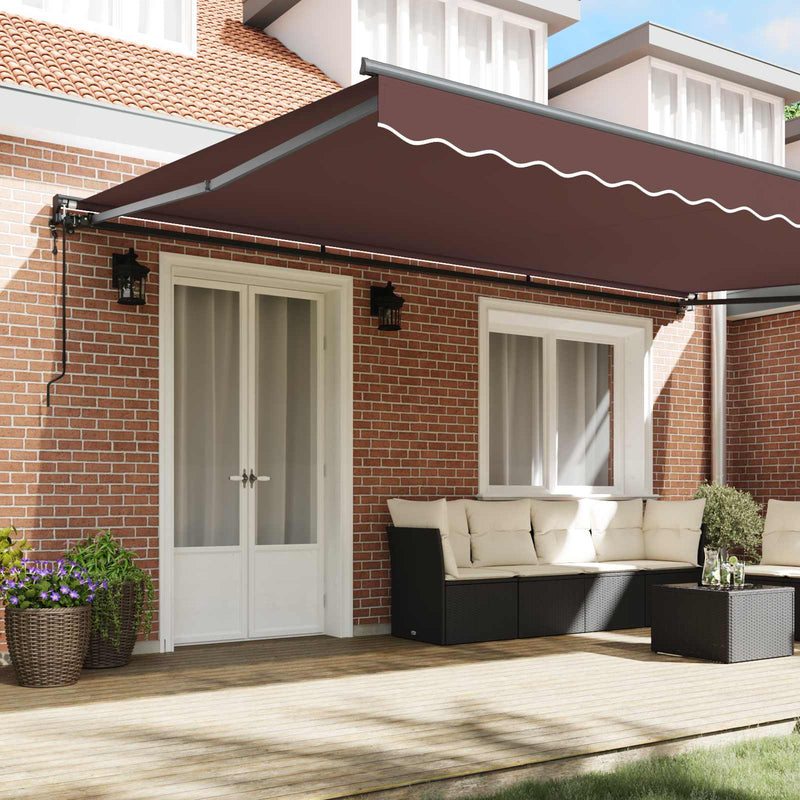 Cadru de copertină Maro 500 × 300 cm Poliester cu Acoperire PU