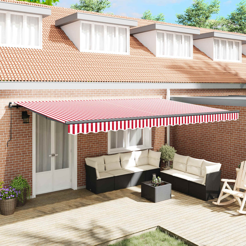 Copertină retractabilă Roșu și Alb 500 × 300 cm