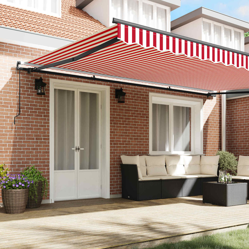 Copertină retractabilă Roșu și Alb 500 × 300 cm