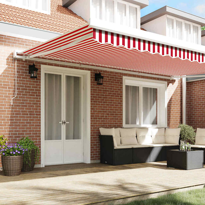 Copertină retractabilă Roșu și Alb 500 × 300 cm