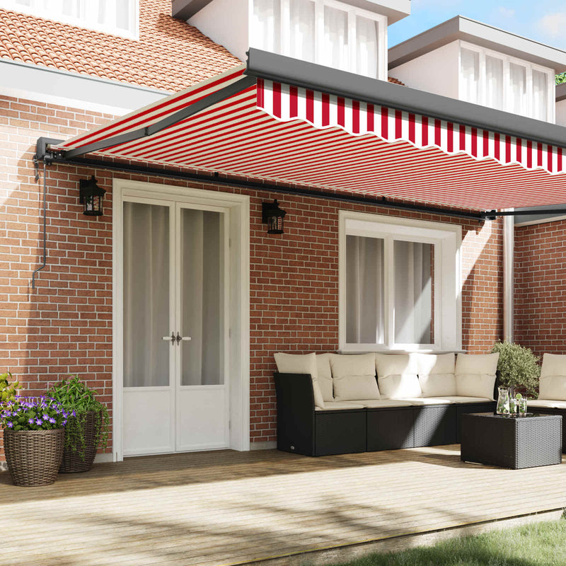 Copertină retractabilă Roșu și Alb 500 x 300 x 165 cm