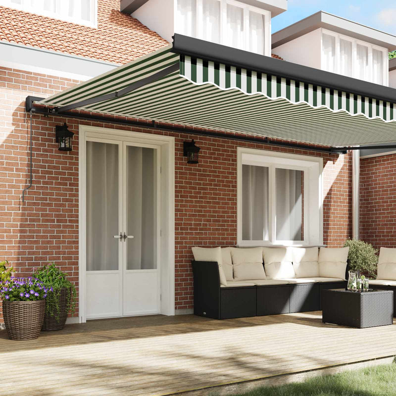 Copertină retractabilă Verde și alb 500 × 300 cm