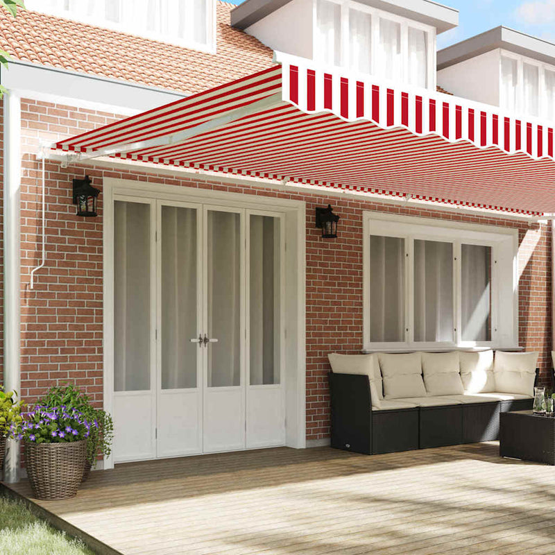 Copertină retractabilă Roșu și Alb 600 × 300 cm