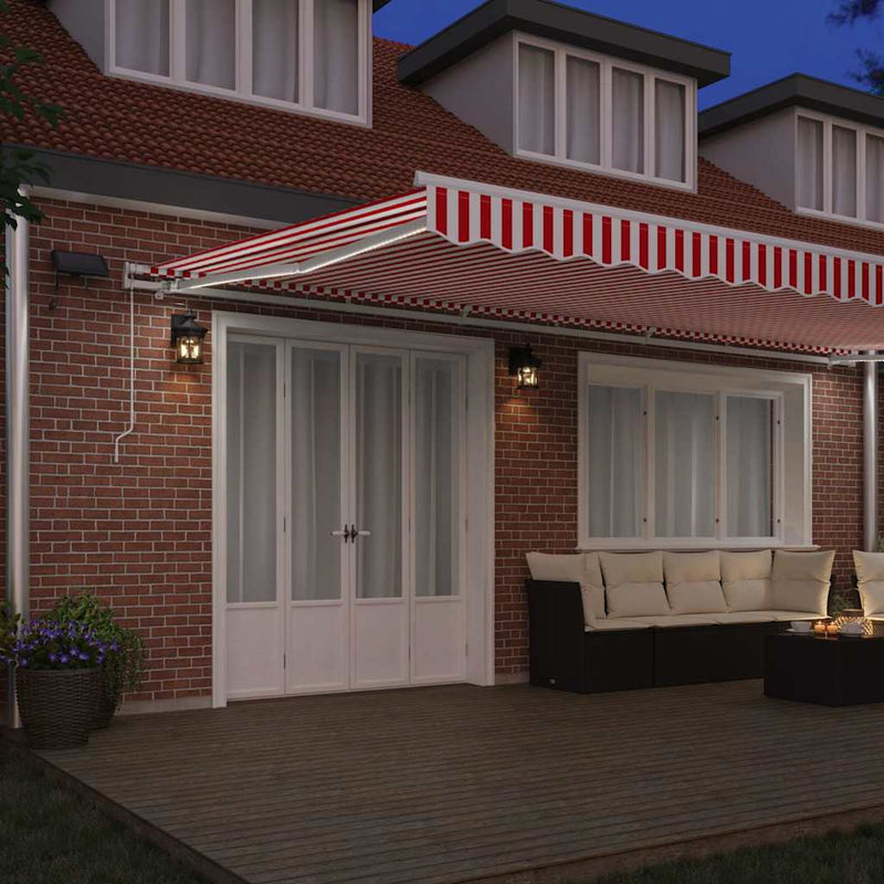 Copertină retractabilă Roșu și Alb 600 × 300 cm