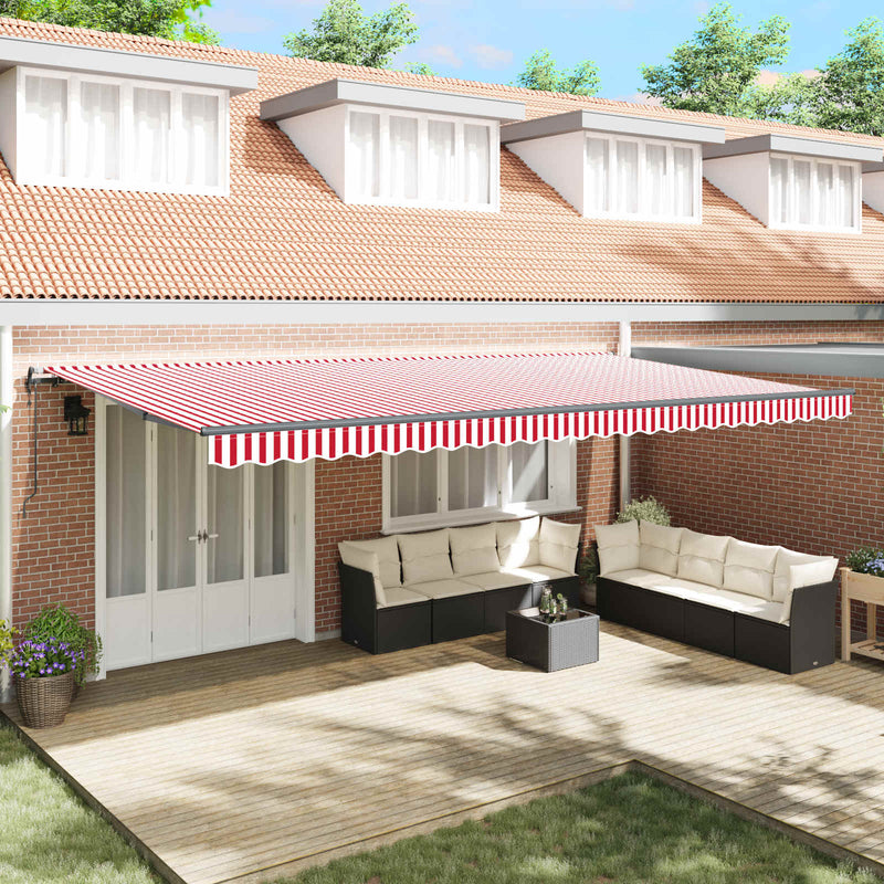 Copertină retractabilă Roșu și Alb 600 × 300 cm