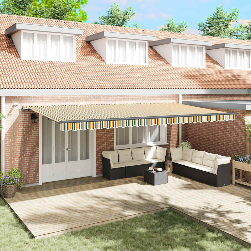 Copertină retractabilă Verde și galben 600 × 300 cm Poliester