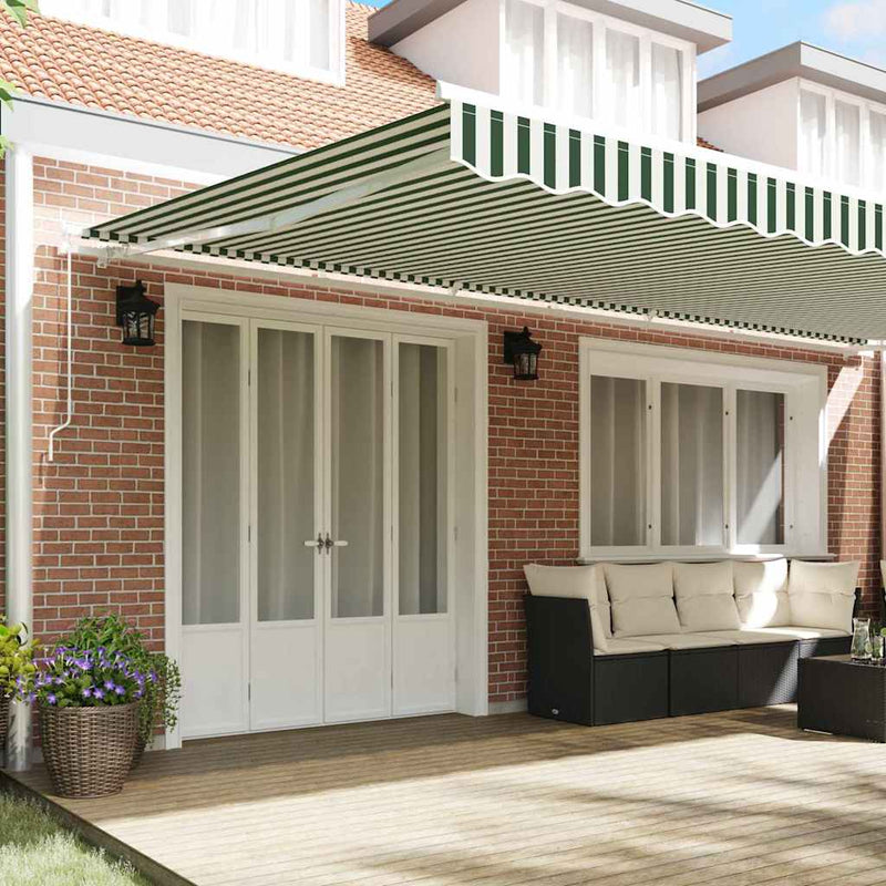 Copertină retractabilă Verde și alb 600 × 300 cm