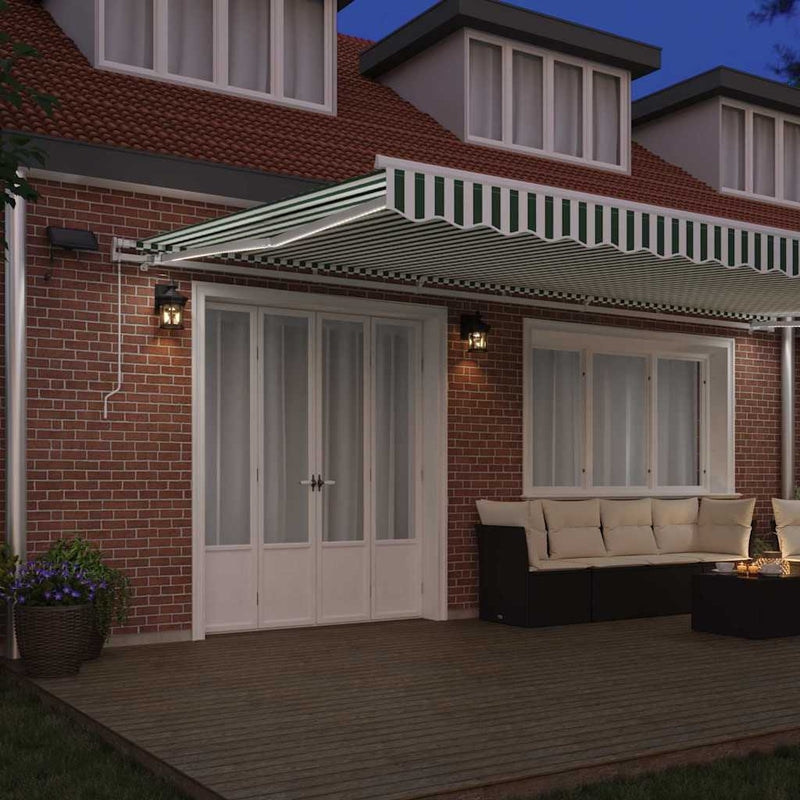 Copertină retractabilă Verde și alb 600 × 300 cm
