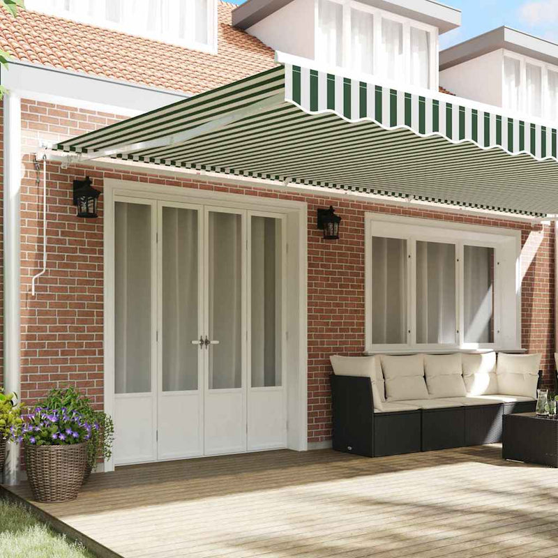 Copertină retractabilă Verde și alb 600 × 300 cm