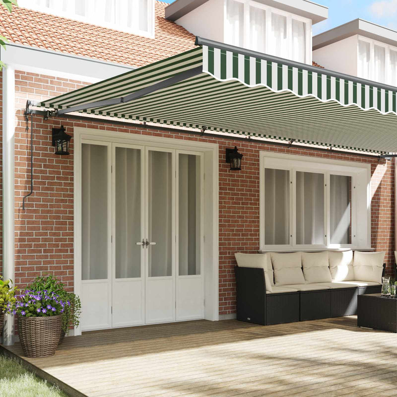 Copertină retractabilă Verde și alb 600 × 300 cm