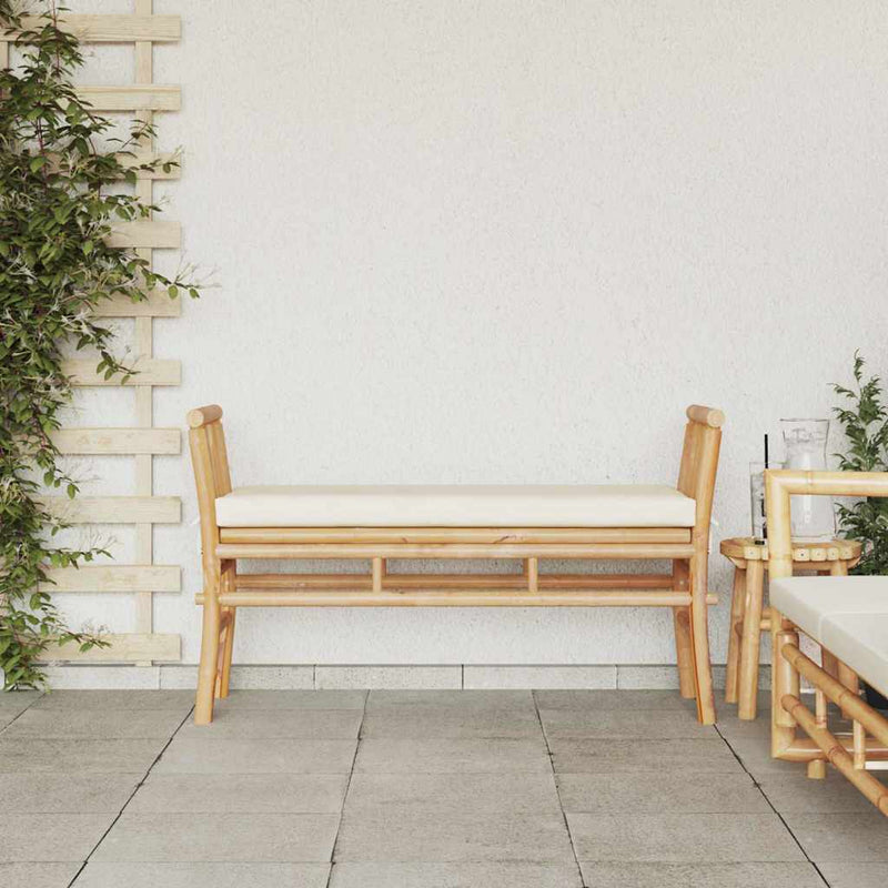 Bancă de grădină 2 -Seater 110 x 38 x 65cm Bambus Maro