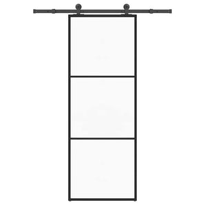 Ușă glisantă cu set feronerie, 76x205 cm, sticlă ESG/aluminiu