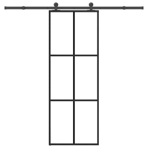 Ușă glisantă cu set feronerie, 76x205 cm, sticlă ESG/aluminiu