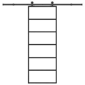 Ușă glisantă cu set feronerie, 76x205 cm, sticlă ESG/aluminiu