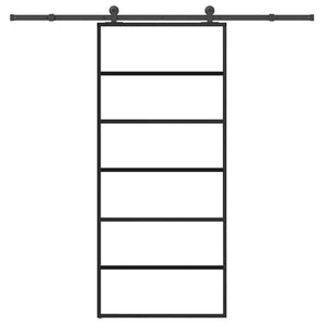 Ușă glisantă cu set feronerie, 90x205 cm, sticlă ESG/aluminiu