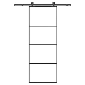 Ușă glisantă cu set feronerie, 76x205 cm, sticlă ESG/aluminiu