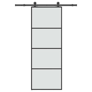 Ușă glisantă cu set feronerie, 76x205 cm, sticlă ESG/aluminiu