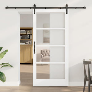 Ușă glisantă ORKDAL Alb 93 x 202 cm Lemn masiv de pin și sticlă