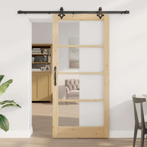 Ușă glisantă ORKDAL 93 x 202 cm Lemn masiv de pin și sticlă