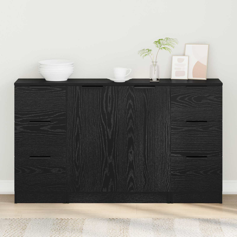 Bufet 3 buc. Stejar Negru 121 x 30 x 70 cm Lemn prelucrat