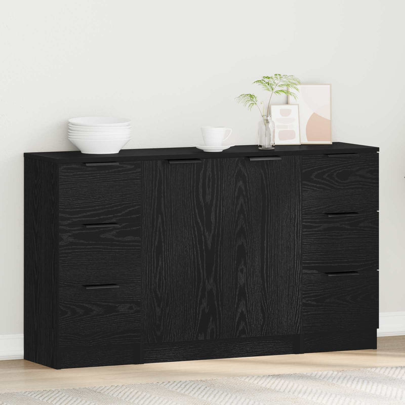 Bufet 3 buc. Stejar Negru 121 x 30 x 70 cm Lemn prelucrat