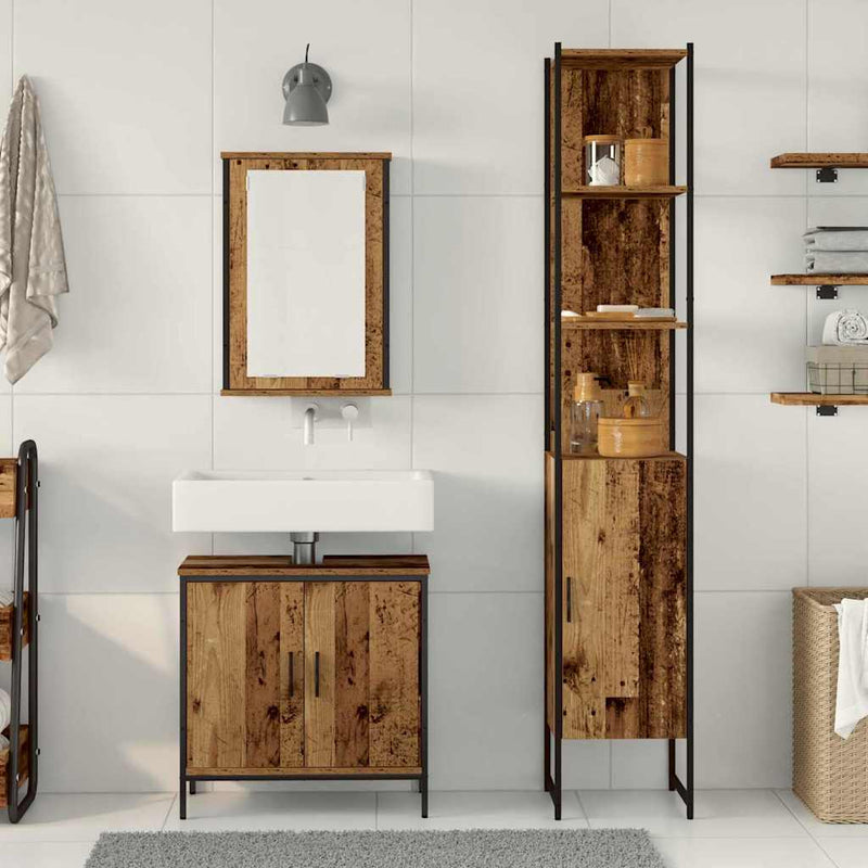 Set de mobilier pentru baie 3 buc. Maro Lemn prelucrat