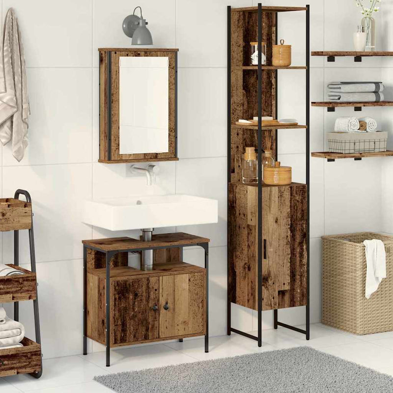 Set de mobilier pentru baie 3 buc. Lemn Vechi