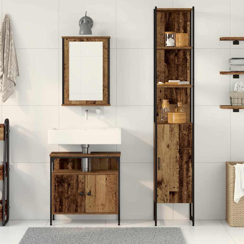 Set de mobilier pentru baie 3 buc. Lemn Vechi