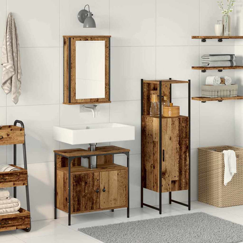 Set de mobilier pentru baie 3 buc. Maro 33 x 33 x 120,5 cm