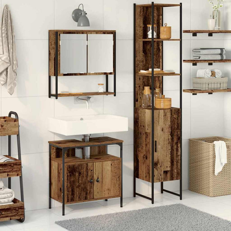Set de mobilier pentru baie 3 buc. Lemn Vechi