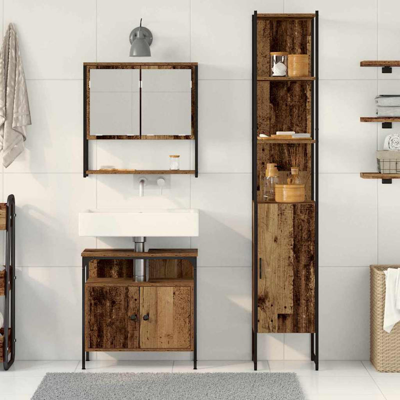 Set de mobilier pentru baie 3 buc. Lemn Vechi
