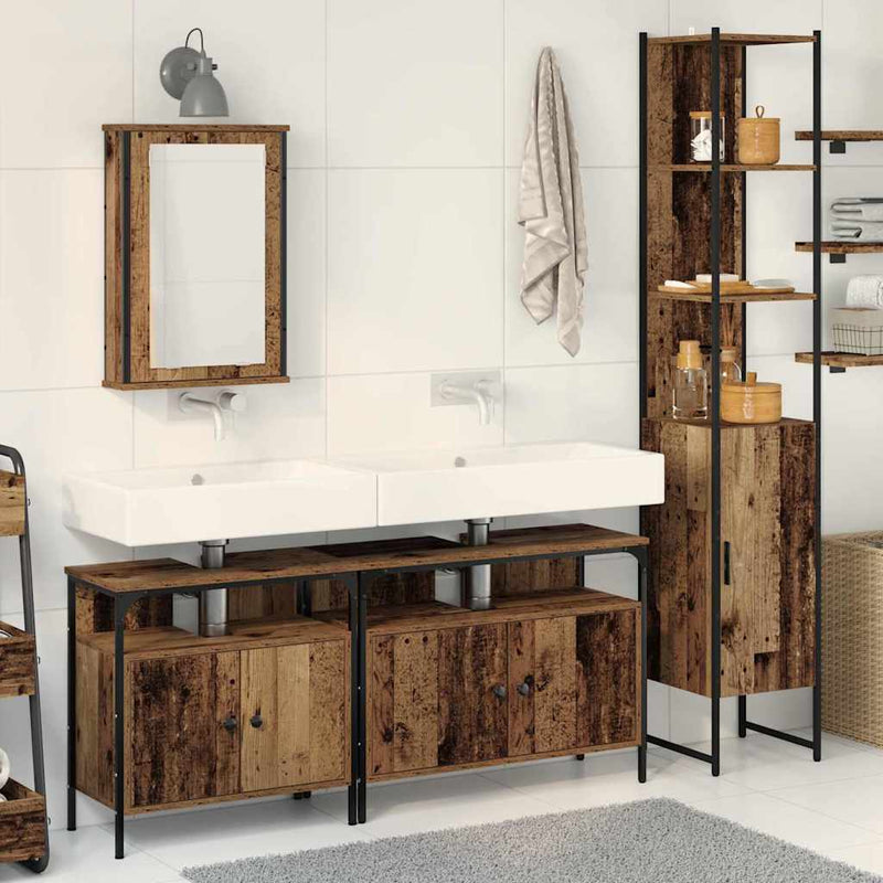 Set de mobilier pentru baie 4 buc. Lemn Vechi