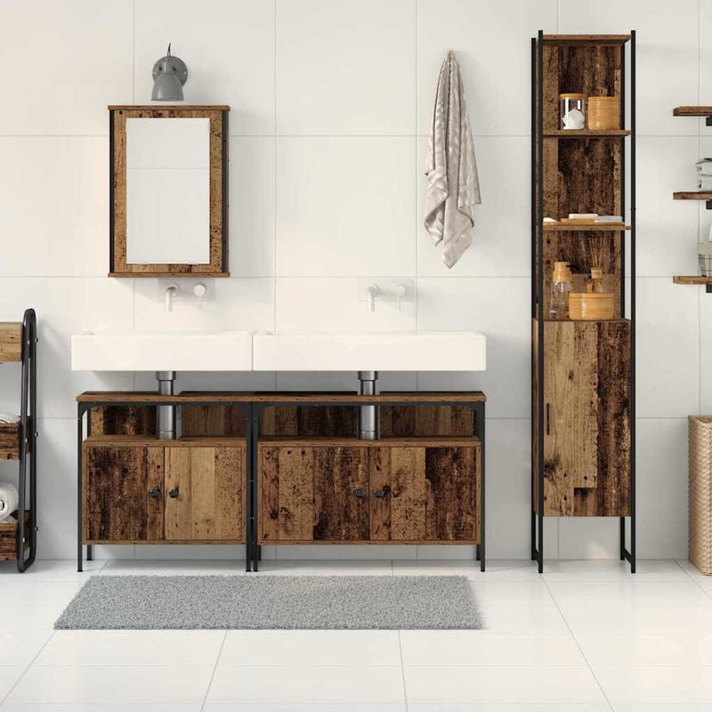 Set de mobilier pentru baie 4 buc. Lemn Vechi