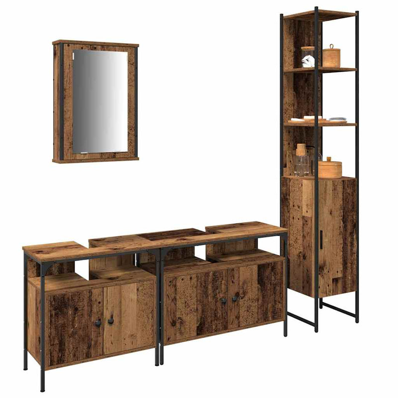Set de mobilier pentru baie 4 buc. Lemn Vechi