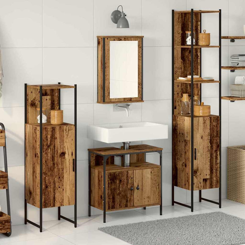 Set de mobilier pentru baie 4 buc. Lemn Vechi