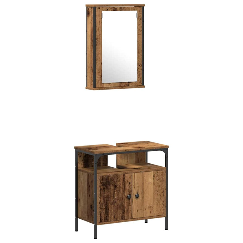 Set de mobilier pentru baie 4 buc. Lemn Vechi