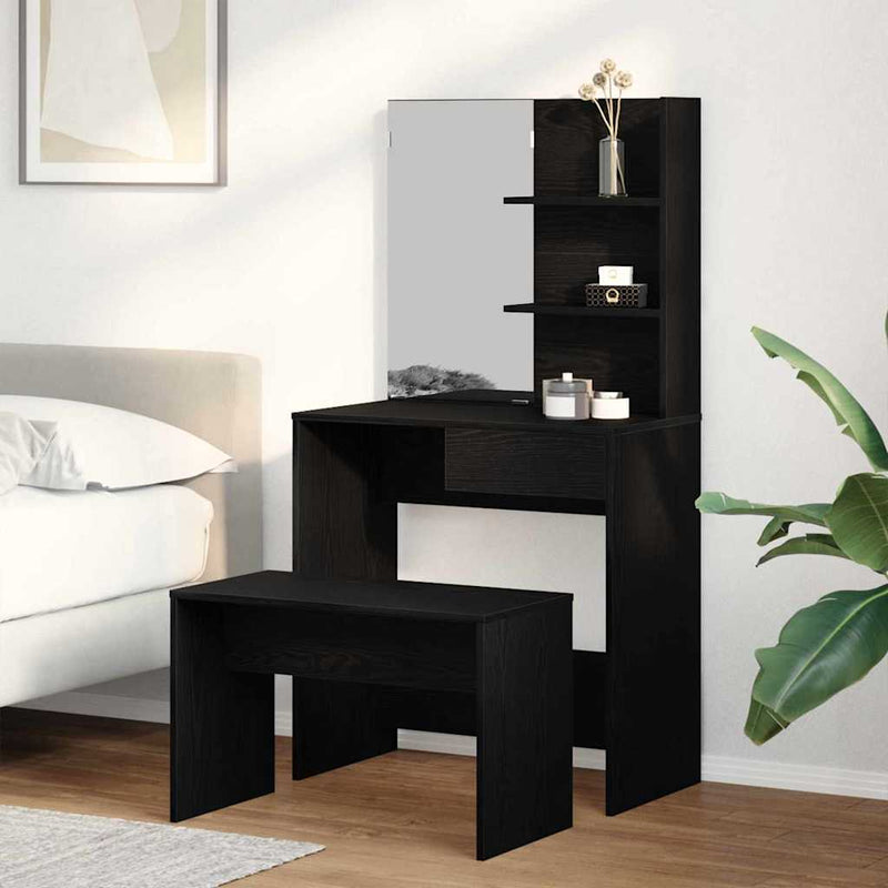 Set de Dressing 2 buc. Stejar Negru 74,5 x 40 x 141 cm