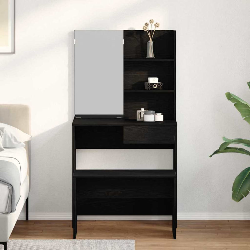 Set de Dressing 2 buc. Stejar Negru 74,5 x 40 x 141 cm